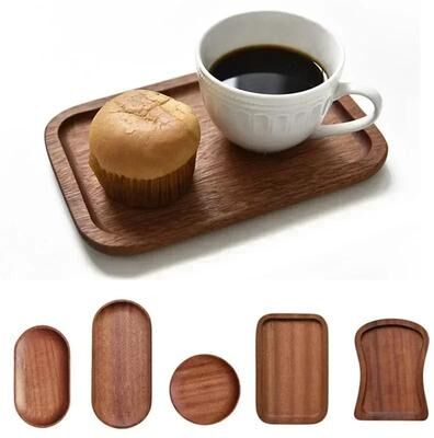 Uplift Picks Japanese Style Rectangular Wooden Dinner Plate Walnut Wood Serving Tray oval L