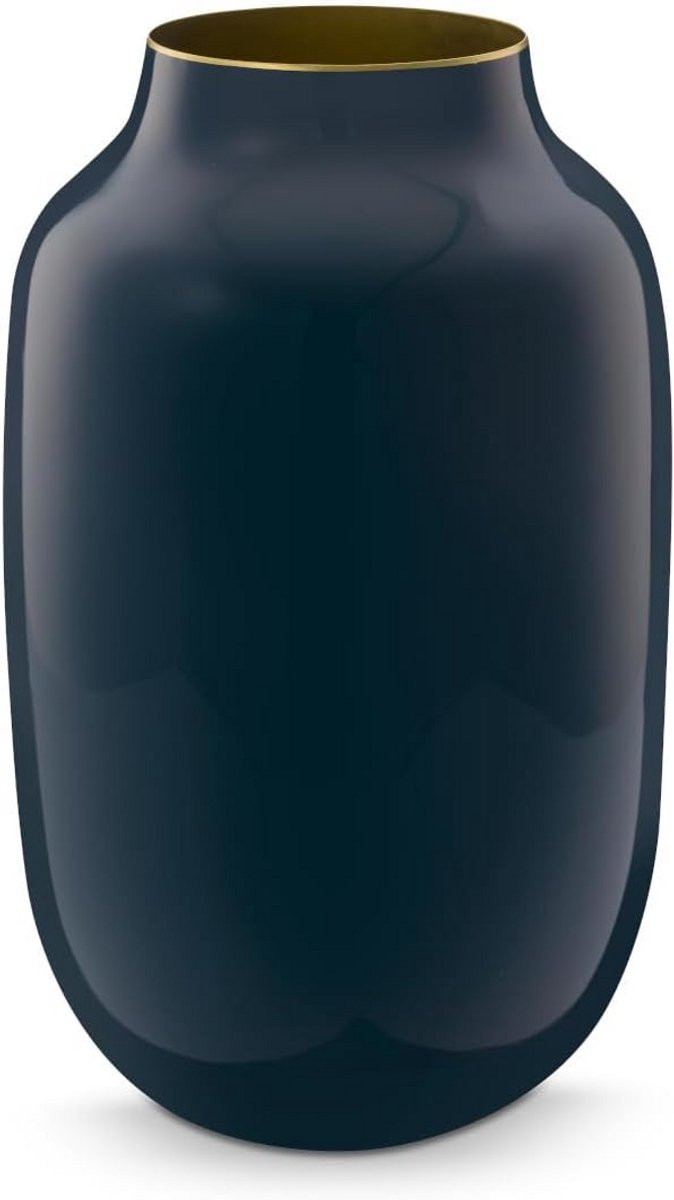 Elegante metalen ovale vaas blauw Hoogte: 30 cm