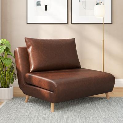 Taylor "Foldable Sleep Chair with Hideaway Legs and Backrest Pillow - 75.5""D x 41""W x 30""H"