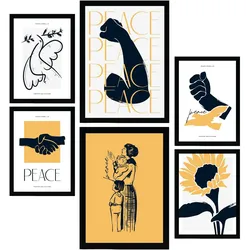 POSTER Set Mit 6 In Schwarzer Tinte Frieden Und Kraft A3 & A4 Rahmenlos