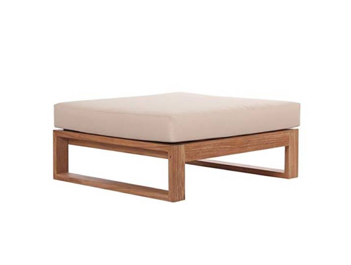 Teako Design Ottomane Molveno Teak unbehandeltes Massivholz Wetterfest Sitzhocker Teakholz Polsterhocker Hocker robust