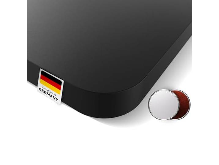 DESKSPACE Schreibtischplatte 160x80 cm (Schwarz) 25 mm Tischplatte kratzfest mit Melaminbeschichtung, robuste Arbeitsplatte für höhenverstellbare Büro-Schreibtische