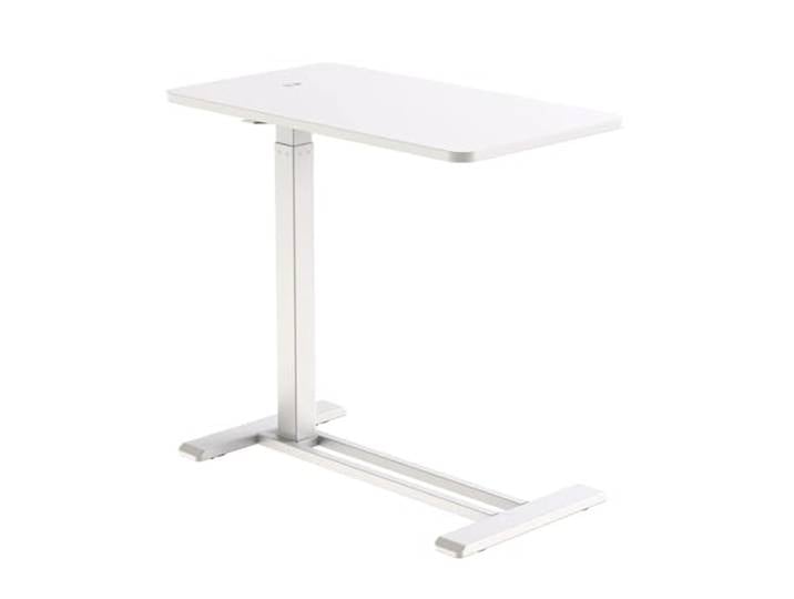 Spacetronik Höhenverstellbarer Beistelltisch mit Rollen Mobiler Stehpult Höhenverstellbar 66–106 cm, Laptoptisch für Couch, Bett & Homeoffice, Tischplatte 80x45 cm, Weiß