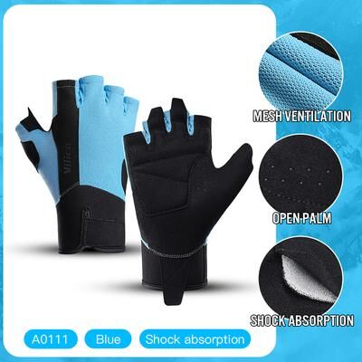 Multicon Wholesale Hub Gym Lifting Workout Gloves Men Women, Wrist Belt Fitness Climbing, Work Out Shock Absorb Foam Pad Palm Crossfit blue l