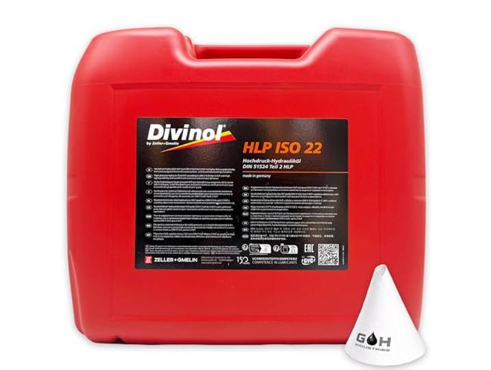 Divinol HLP 22 20 L Hydrauliköl DIN 51524-2 HLP ISO VG 22 (48850) Hochdruck Hydrauliköl für Hydraulikanlagen Maschinen Industrie – Verschleißschutz Öl mit Trichter