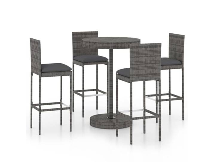 Helloshop26 Garten-Bar-Set, 5-teilig, mit Kissen, Polyrattan, Grau, 02_0013400