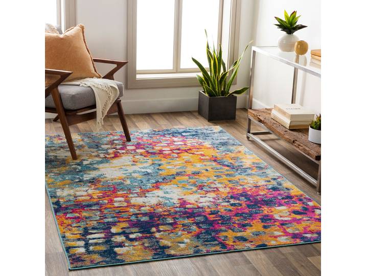 Teppich LIVABLISS MOORE , bunt (gelb), B:160cm H:10mm L:215cm, Polypropylen, Teppiche, Teppich