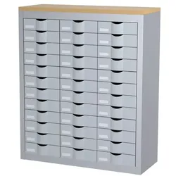 Paperflow Schubladenschrank - 12 Reihen je 3 Schübe silber, 87x106.5x33.5 cm