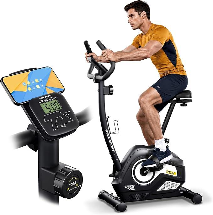Ergometer Heimtrainer Fahrrad RECK bis 115kg 8 Widerstandsstufen | TX-400MB Cardio Fitnessbike, Hometrainer Fahrrad mit leisem Magnetbremssystem, Pulssensoren, LCD-Monitor, Grau / Weiß