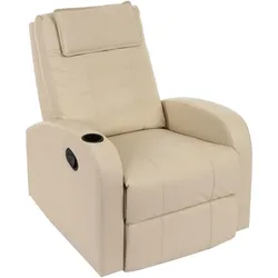 Fernsehsessel Brüssel, TV Sessel Relaxsessel Liegesessel, Kunstleder ~ creme