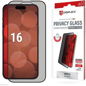 Displex Displayschutzfolie Privacy Glass, 10H, für Apple iPhone 16, aus Hartglas