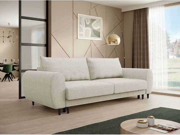 BEAUTYSOFA Modernes Sofa CORTEZ - Couch mit Schlaffunktion & Bettkasten - Beige