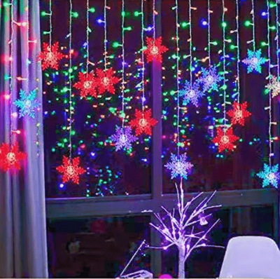 Inspire Curations Snowflake LED Curtain String Lights multicolor us Plug