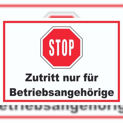 HB-Druck Stop Zutritt nur für Betriebsangehörige Schild A0 (841x1189mm)