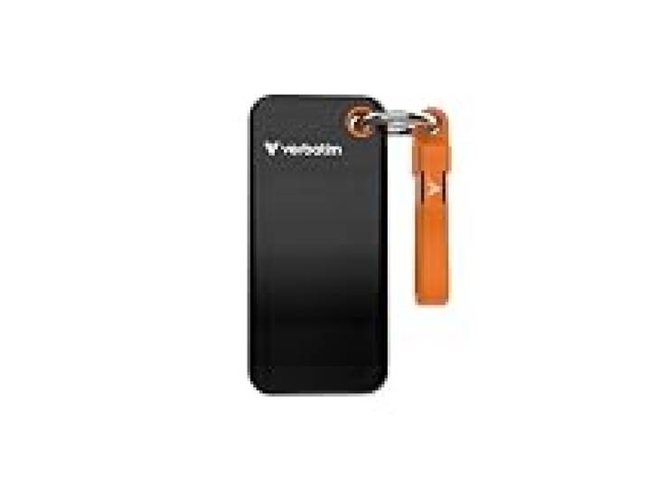 Verbatim Pocket SSD 1To (SSD NVMe Externe, USB 3.2 Gen 2, jusqu'à 1000 Mo/s de Lecture et d'écriture, Disque Dur Portable pour Mac, PC et Console de Jeux, Noir/Orange)