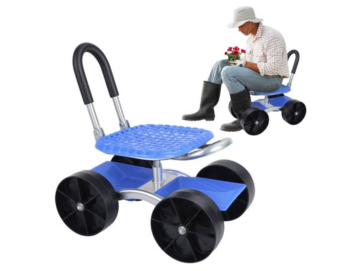 Siège de tabouret roulant de jardin Tabouret roulant de jardin Siège de jardin mobile pliable et résistant aux intempéries