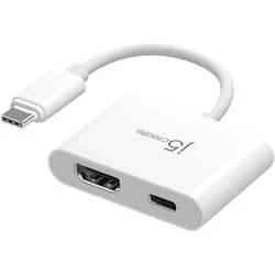 j5Create JCA152-N, 0,82 m, USB Typ-C, HDMI + USB Type-C, Männlich, Weiblich, Gerade (HDMI), Video Adapter, Weiss
