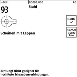 Unterlegscheibe DIN 93 Lappen 4,3 Stahl 100 Stück