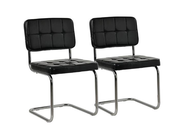 Happy Garden Chaises cantilever en simili, lot de 2, Maria, MARIA Noir, Gris