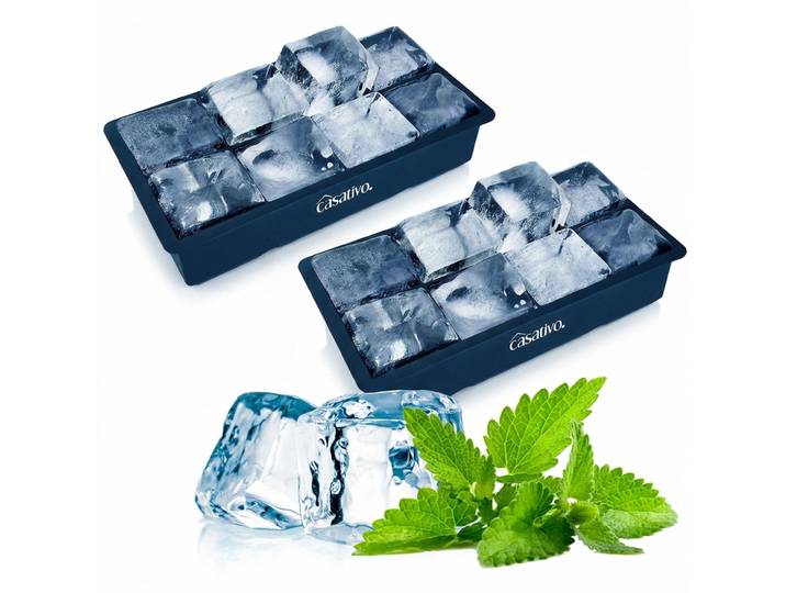 2er-Set XXL Silikon Eiswürfelform 8-Fach, 5 x 5 cm, für 1 Liter