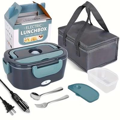 Elektrische Lunchbox mit Heizfunktion, 3-in-1-Funktion, ultraschnell aufheizbar, zwei Fächer, tragbar für Auto und Zuhause, 110–240 V/12 V/24 V Stromversorgung, Heizfunktion, Isolierung, ideal für
