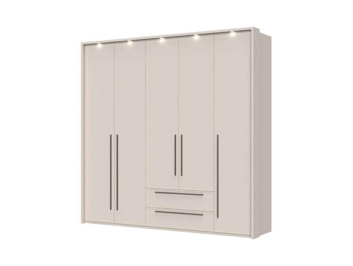 Drehtürenschrank, MDF, Cashmere, 232×226 cm, Mit LED-Beleuchtung & Soft-Close, Modern, Places of Style