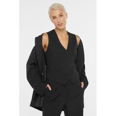 Anzugweste SENSES.THE LABEL, Damen, Gr. XL, schwarz, Web, Material: 84% Polyester, 13% Viskose, 3% Elasthan, Futter: 100% Satin, unifarben, slim fit kurz, Westen Anzugweste, leicht tailliert geschnitten