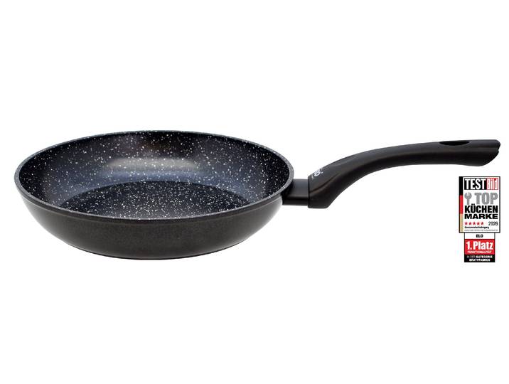 Bratpfanne ELO Pure Belugo , schwarz (schwarz marmoriert), B:29cm H:5,5cm L:47cm Ø:28cm, Pfannen, Bratpfanne, Gelochter Induktionsboden
