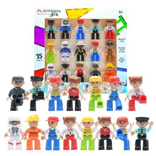 Playmags Community-set met 15 grote magnetische figuren van 3 inch voor STEM-leerspeelgoed