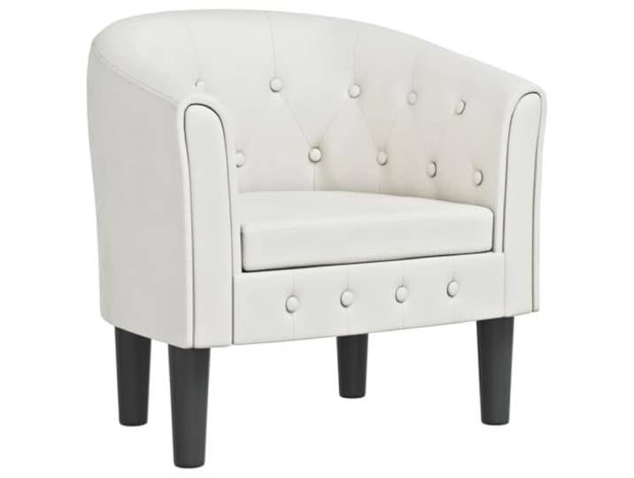GHVBNMF Clubsessel Kunstleder Weiß Polstersessel Sessel 70x56x68 cm Eleganter Lounge Sessel mit Knopfheftung für Wohnzimmer und Schlafzimmer, pflegeleichtes Kunstleder in Weiß.