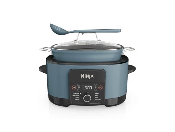 Ninja Foodi PossibleCooker, 8 l, 8 Portionen, 8-in-1, Meersalzgrau Digitaler Multikocher & Schongarer mit Topf, Dampfeinsatz, Löffel & Glasdeckel, Dämpfen, Anbraten, Backen - MC1001EU