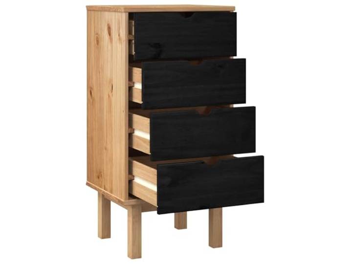 Kommode Otta schwarz 45 x 39 x 90 cm Massivholz Kiefer 4 Schubladen Skandinavisches Design, robuste Struktur, strapazierfähige Oberfläche, pflegeleicht, für Wohnzimmer oder Esszimmer