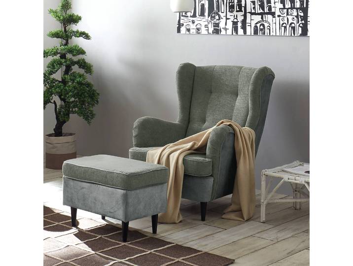 Fauteuil Gris Microfibre Salvo Sans repose-pieds 78 x 102 x 98cm