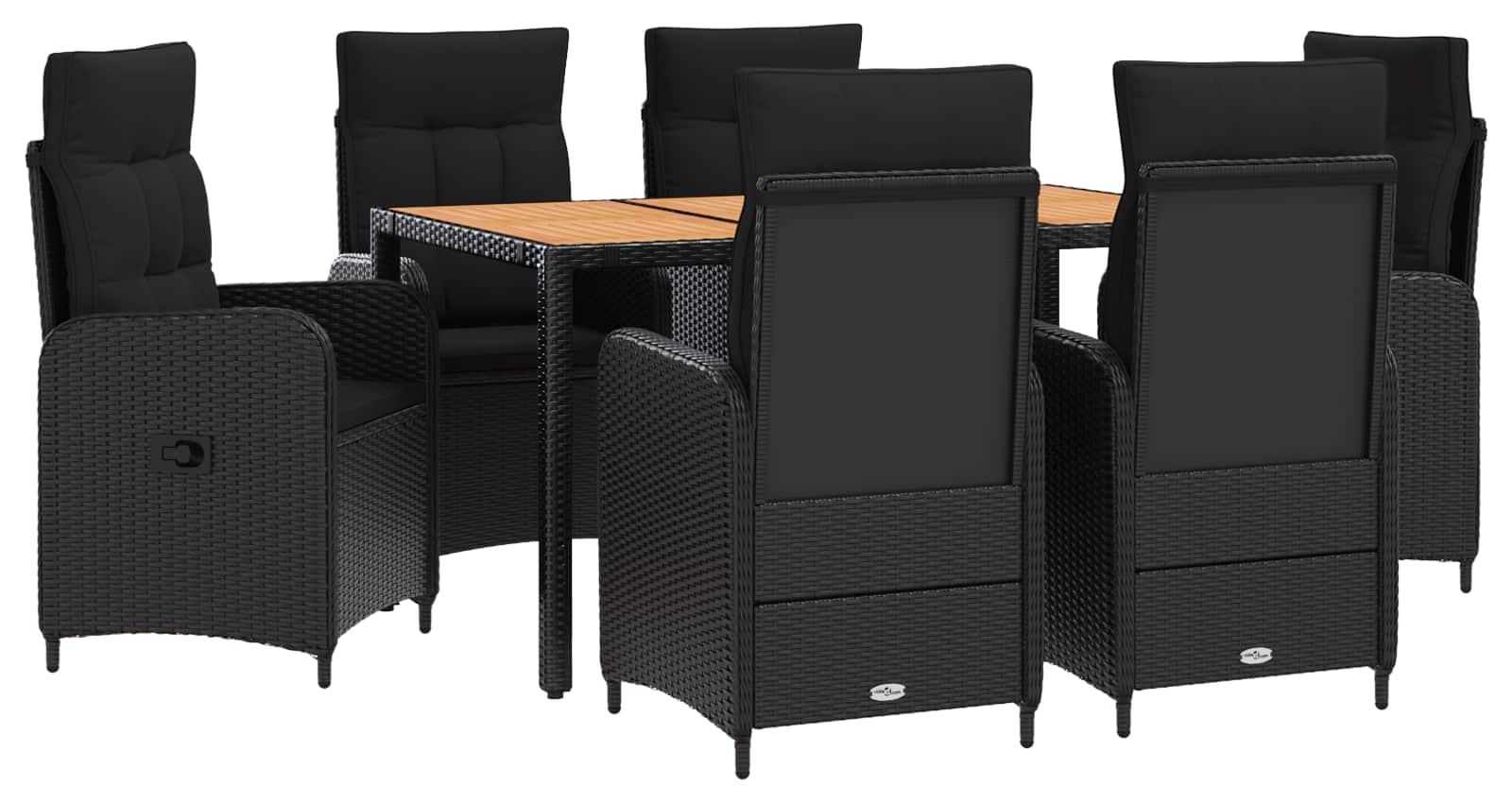 Outdoortisch-Set 7 stk. Schwarz