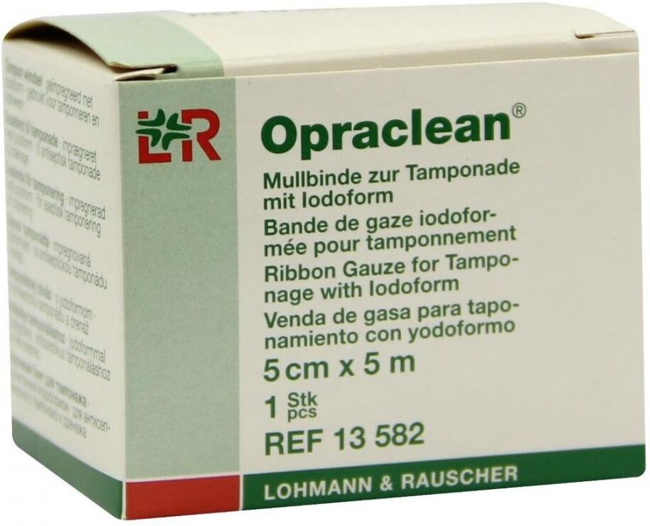 Opraclean Mullbinde zur, zum Tampon.m.Jodoform 5cmx5m