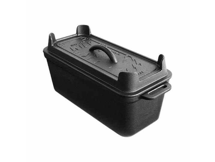 Burnhard Gusseisen Kastenform mit Deckel [3.5 L] – Grillschale/Grillpfanne/Grillgeschirr – schwarz