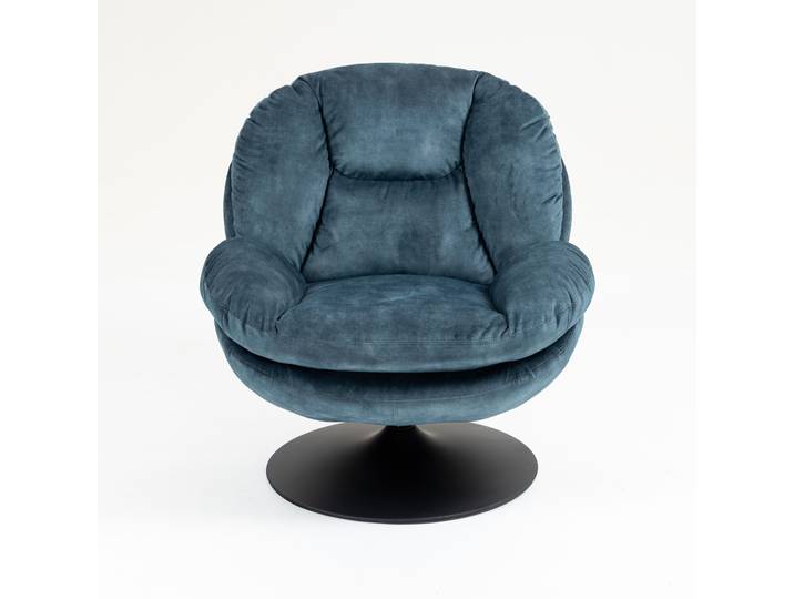 BOULE - Fauteuil cabriolet pivotant - Velours - pied métal chromé ou noir, Gris bleuté