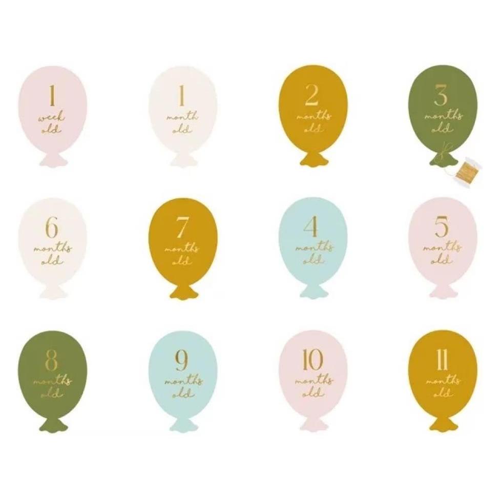 Partydeco Carte étapes ballons 'Ma première année' (12 Stk.) (36848862)
