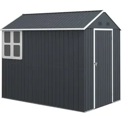 Outsunny Gerätehaus Stahl 4m2 Gartenschrank mit Fenster Gartenhaus 259x172x222 cm