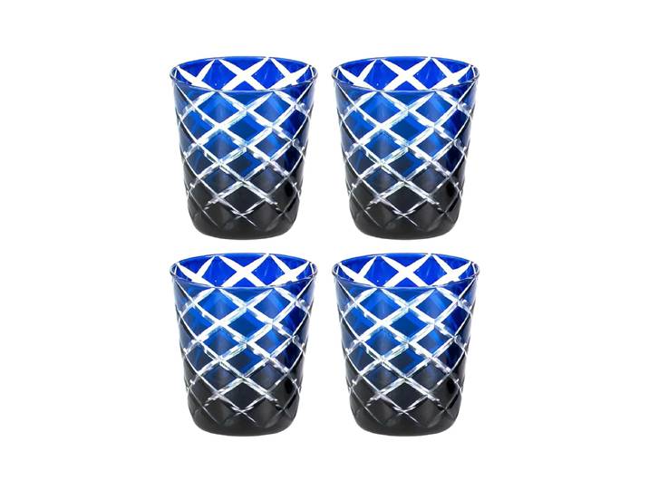 Premium Kristallgläser „Dio“ im 4er-Set aus handgeschliffenem Glas Blau EDZARD