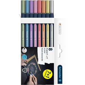 Schneider Metallic-Stifte Paint-It Rollerball 050, farbig sortiert, Strichbreite 0,4 mm, Rundspitze, 8 Stück