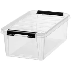 Orthex SmartStore Classic Aufbewahrungsbox 4 Liter, 38x14x11 cm, Transparent, mit Deckel & Clips, Lebensmittelecht, Stapelbar