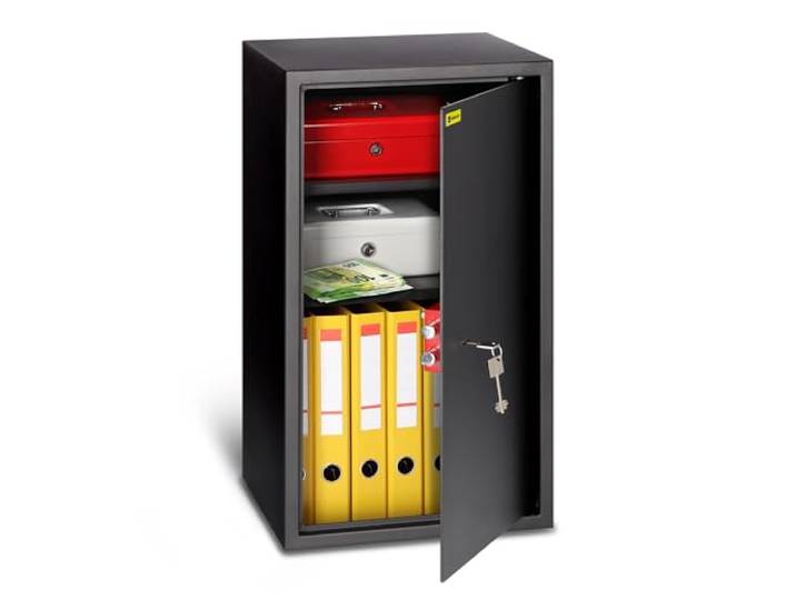 HomeSafe HV70K Tresor mit Schlüssel, 70x40x36cm (HxBxT), große Safe Box mit Schloss für Zuhause, Schranksafe, Geldsafe für Aufbewahrung, Schmuck oder als Dokumentensafe mit 2 Verstellbaren Fachböden