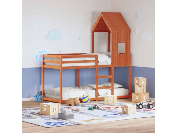 TUERYAFEK Dach Massivholz Wachsbraun 60x89x134,5 cm Offene Seite, Kiefernholz, Robust, Einfacher Ein- und Ausstieg, Nur Dach ohne Bett