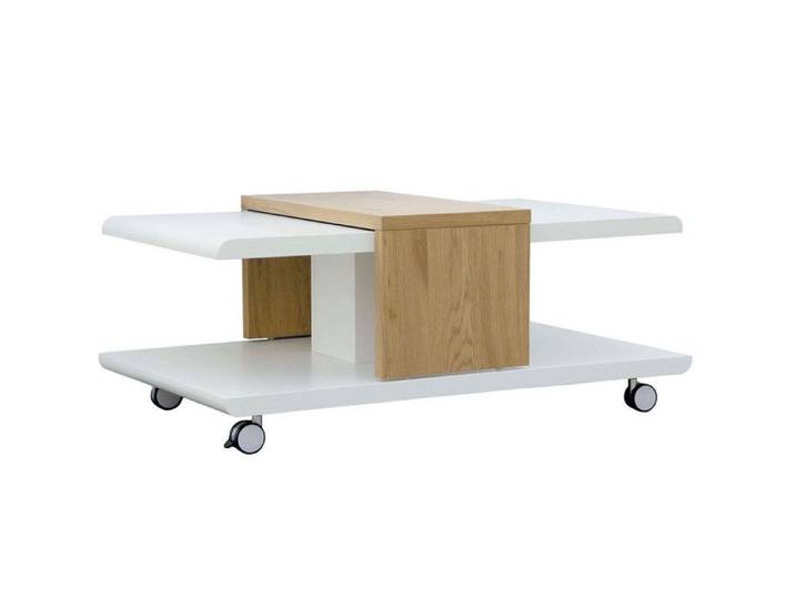 Table Basse Design  Yavor  110cm Naturel & Blanc