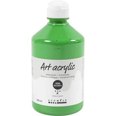 Creativ Company Acrylfarbe, Mattglänzend, Deckend, Mediumgrün, 500 ml/ 1 Fl.