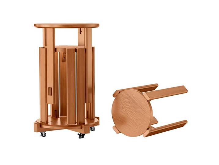 Lot de 4 Tabourets empilables - WILITTO - Bois massif - Pivotantes à 360° - Gain de Place - 35x 35x44cm