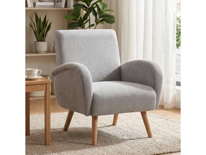 Ya-Home Sessel Wohnzimmer Loungesessel aus Chenille Polstersessel mit Holzbeinen, Clubsessel Sofa für Wohnzimmer/Schlafzimmer