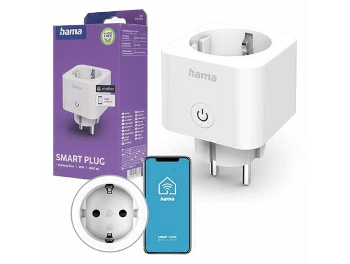 Hama Smarte WLAN-Steckdose, Matter, sprach- u. appgesteuert, nachrüstbar, 3.680W Stopcontact