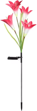 Inspire Curations Solar Lily Flower Garden Light IP65 Waterproof LED Landscape Decor 4head Pink rgb